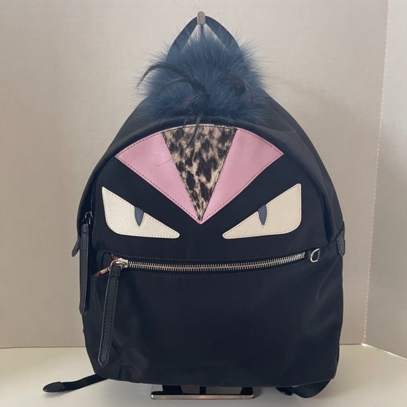 Fendi Monster Backpack Daypack Black/Pink/Red (108332) - Picture 1 of 11